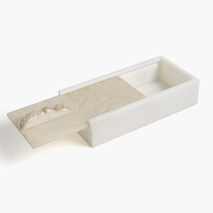 Alabaster Rectangle Box w/Rock Finial