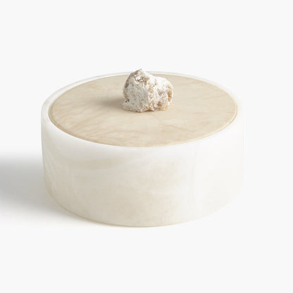 Alabaster Round Box w/Rock Finial