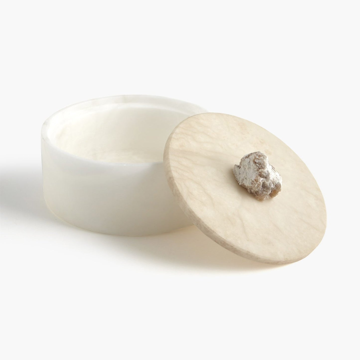 Alabaster Round Box w/Rock Finial