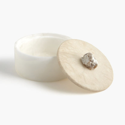 Alabaster Round Box w/Rock Finial