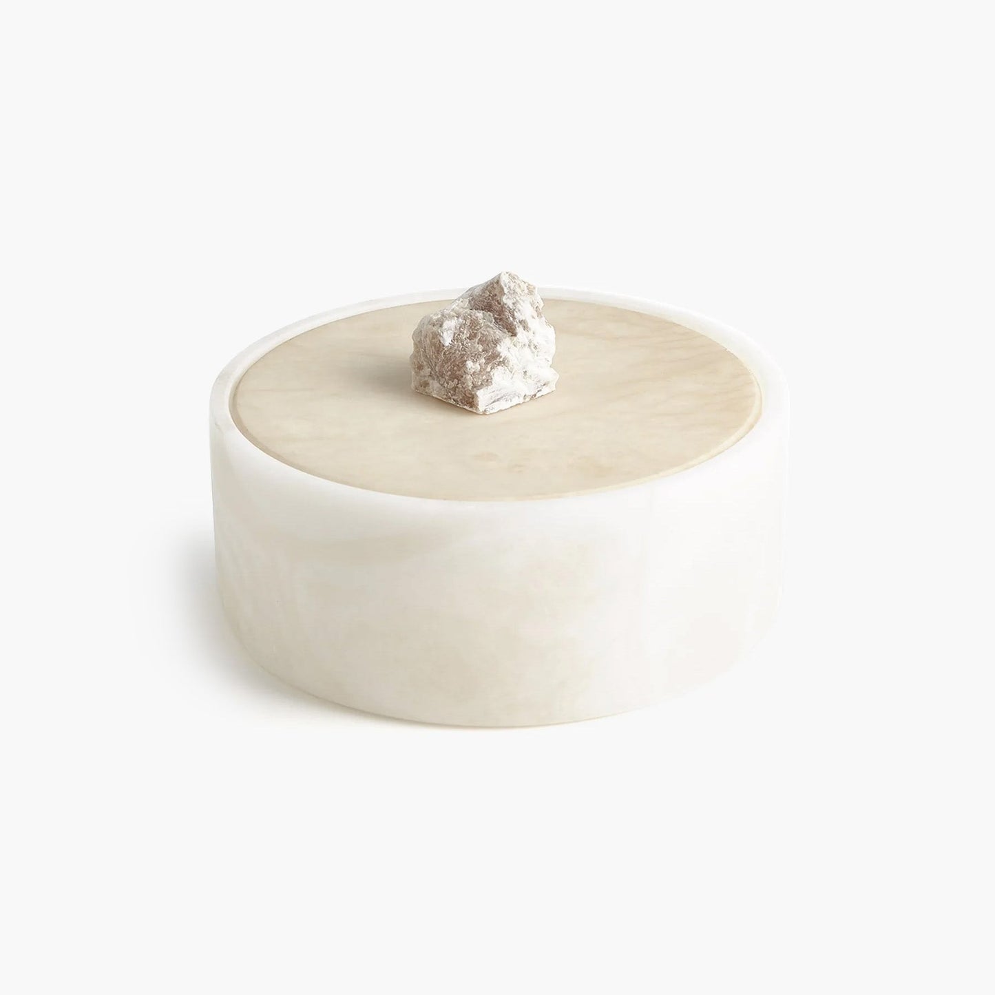 Alabaster Round Box w/Rock Finial