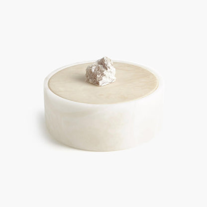 Alabaster Round Box w/Rock Finial